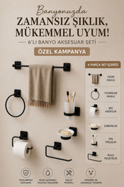 Siyah Çok Amaçlı 6'lı Banyo Aksesuar Düzenleyici Set