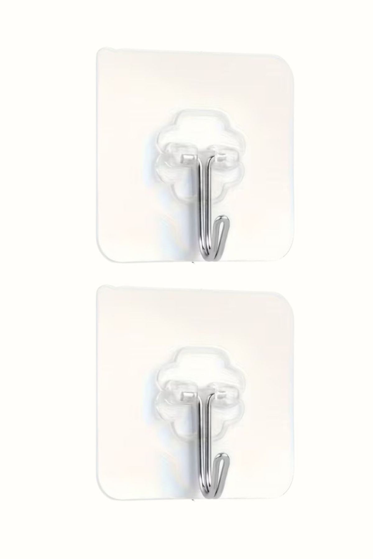 Yapışkanlı Duvar Kancası, 2'li Set — Şeffaf