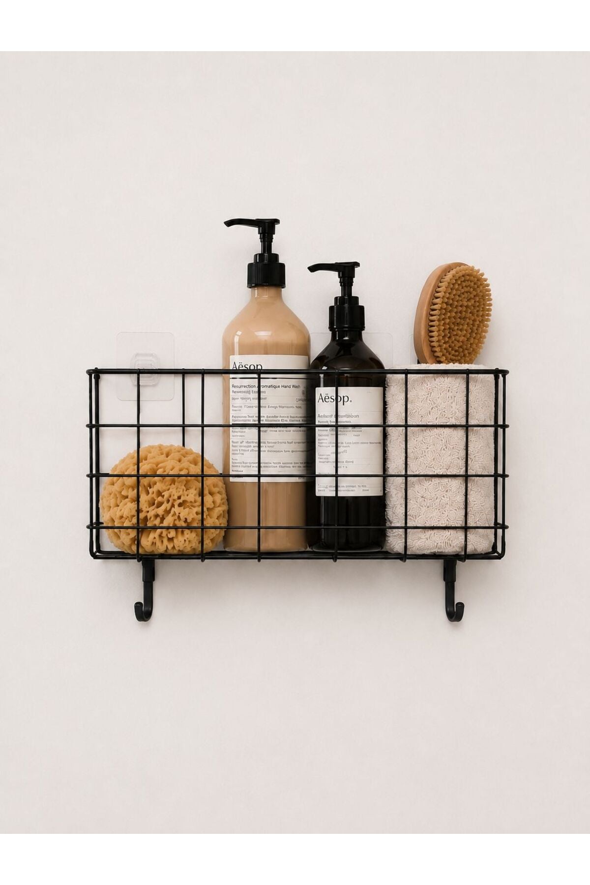 Yapışkanlı Banyo Sepeti — Mat Siyah