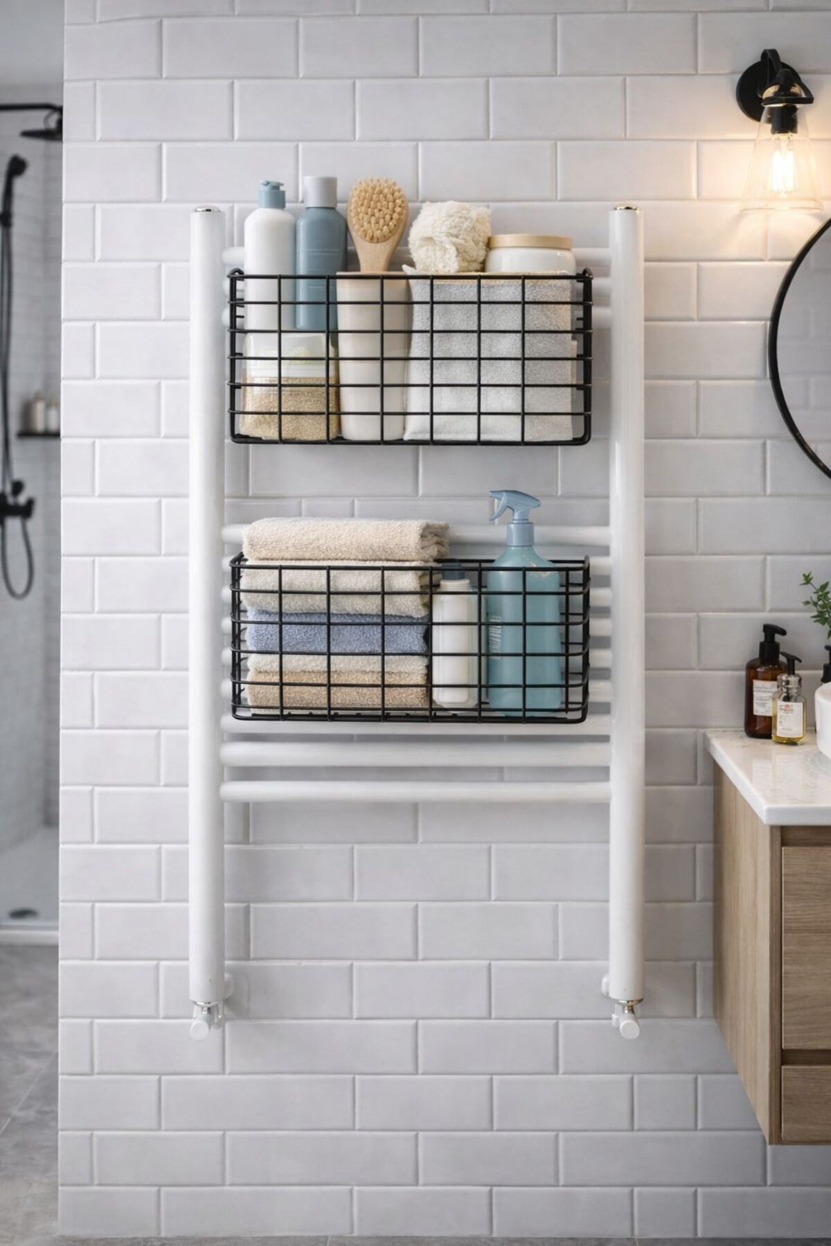 Banyo ve Dolap İçi Kanguru Raf — Mat Siyah
