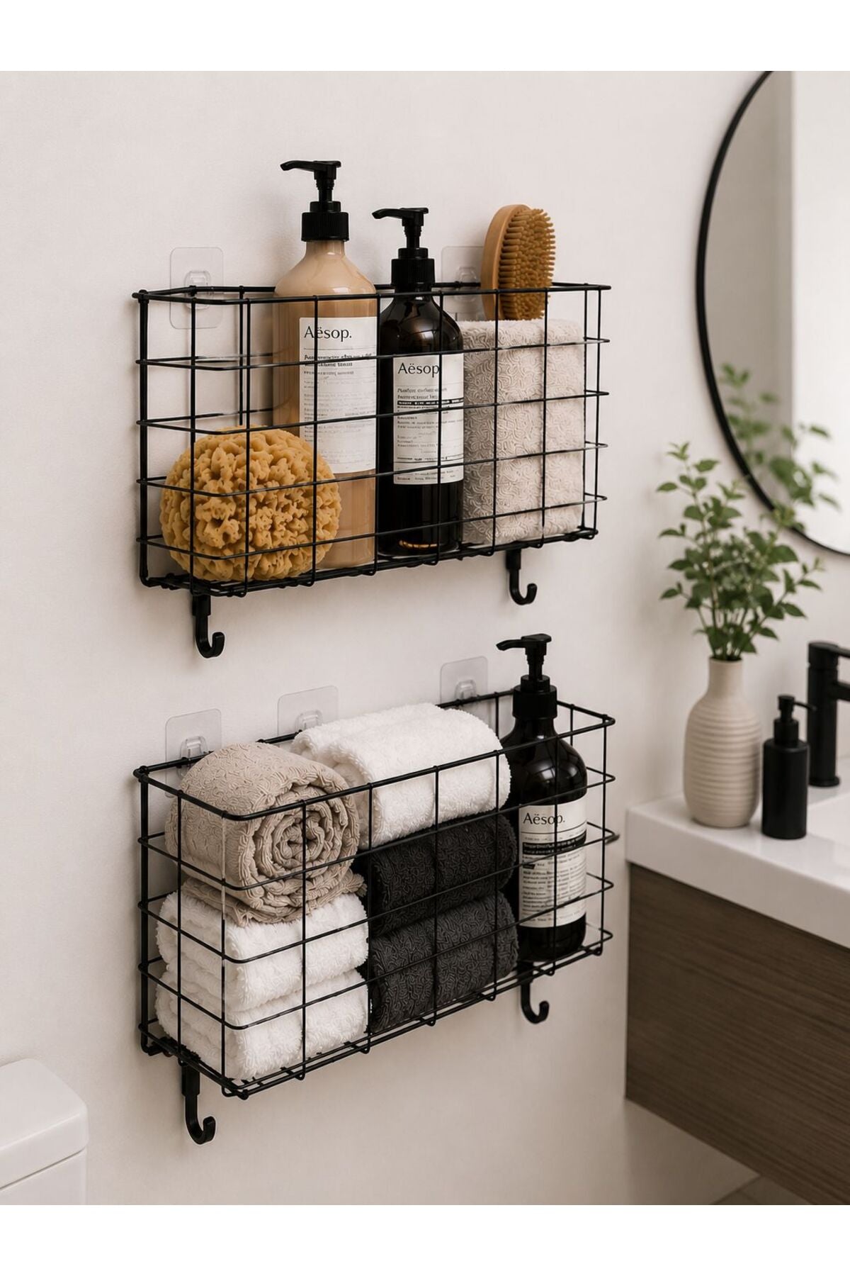 2'li Yapışkanlı Asılı Organizer Sepeti