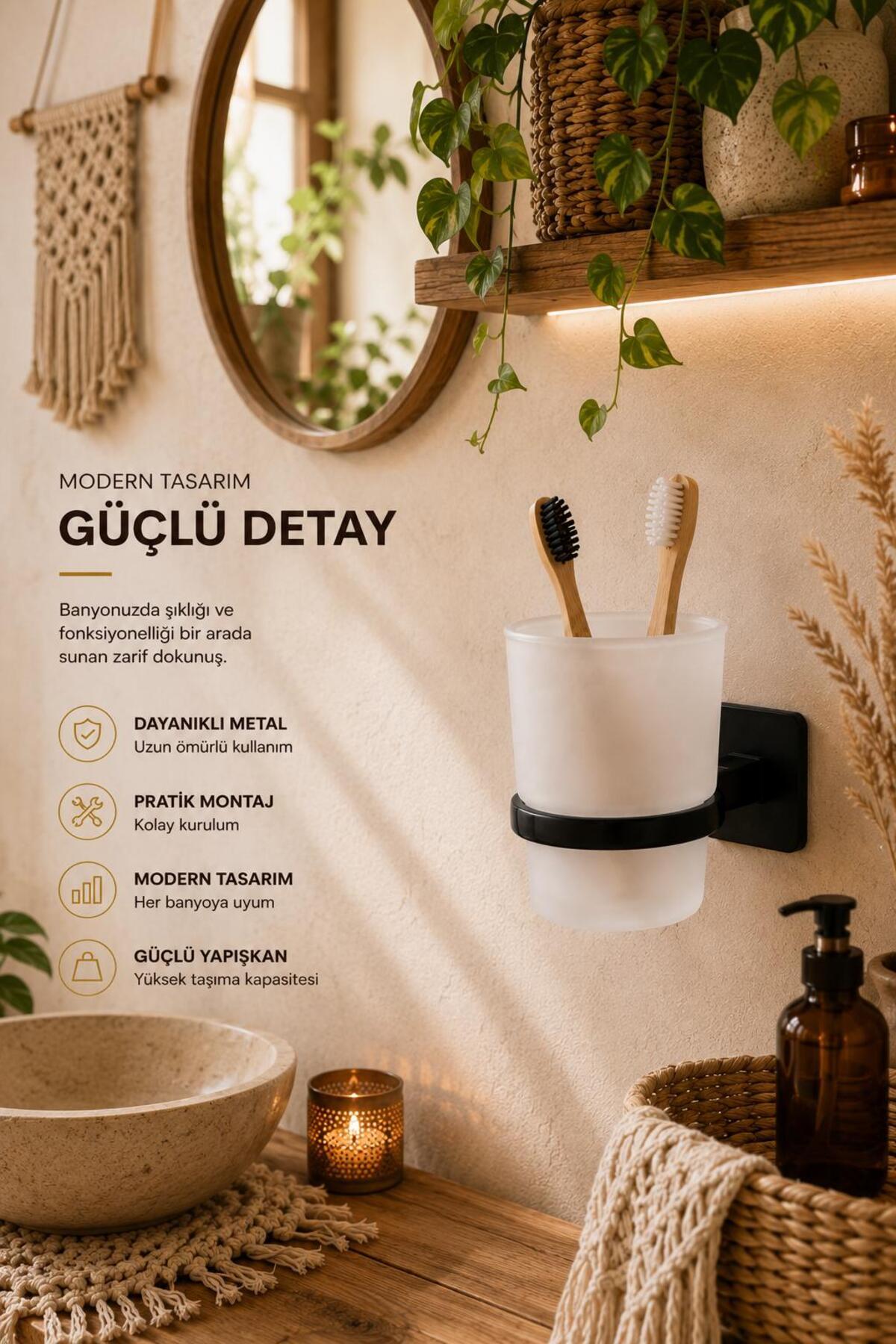 Diş Fırçalık Askısı, Vidalı veya Yapışkanlı — Şeffaf