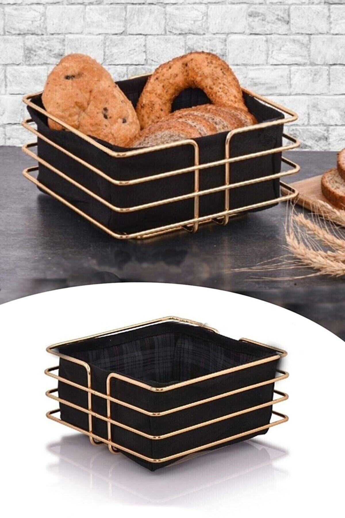 Kare Ekmek Sepeti, Kumaş Astarlı — Gold