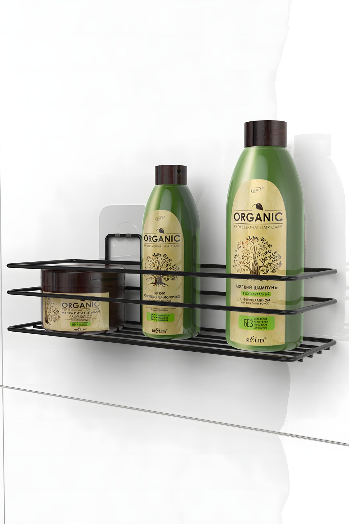 Yapışkanlı Banyo Düzenleyici 3'lü Set — Mat Siyah
