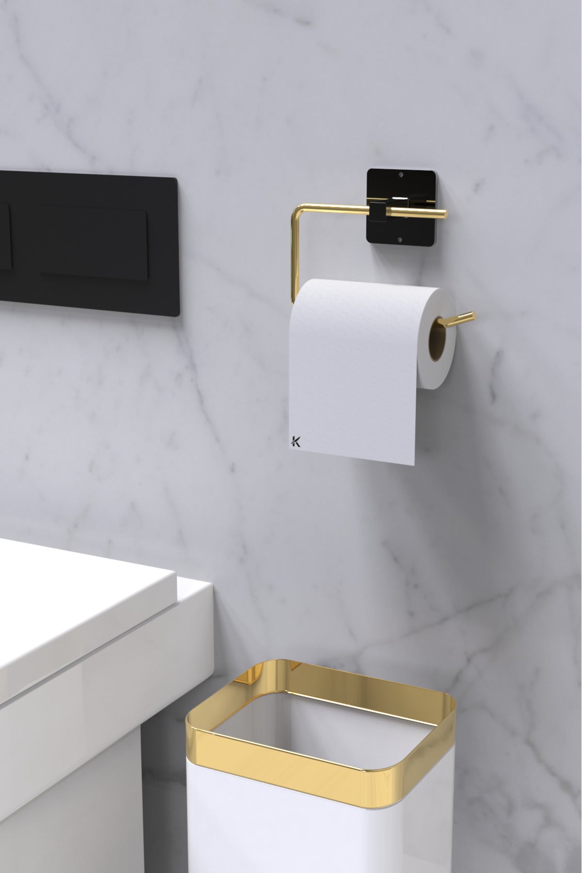 2'li Banyo Seti, Havluluk ve Kağıtlık — Gold