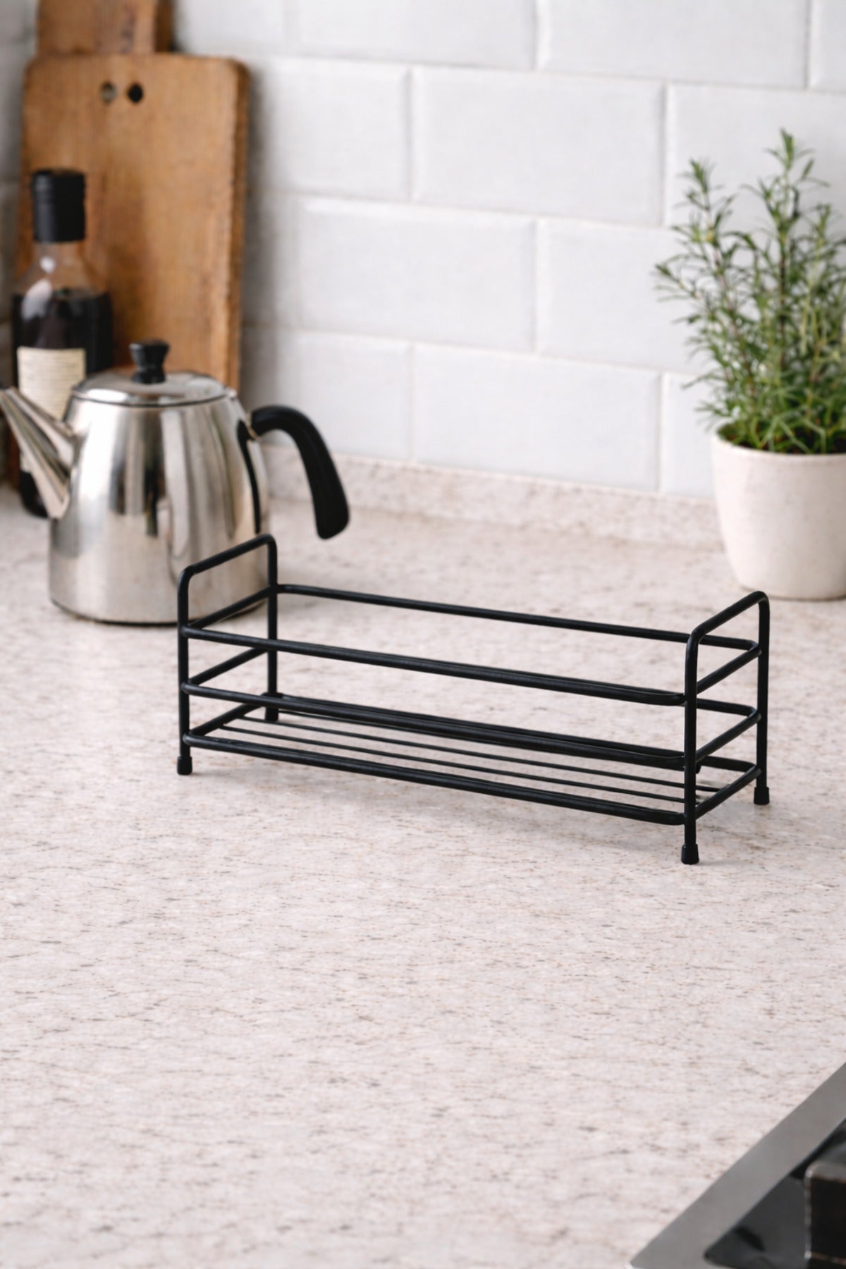 Tezgah Üstü Metal Organizer Standı — Siyah