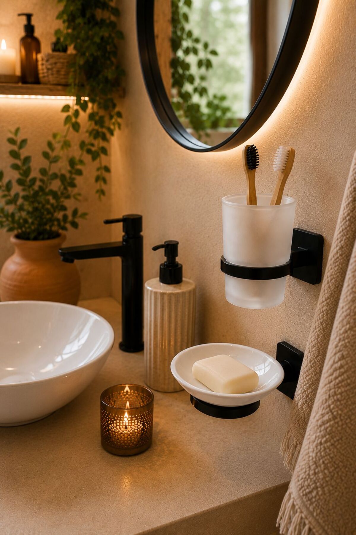 2Li Yapışkanlı Banyo Düzenleyici Diş Fırçalık Ve Sabunluk Aksesuarları
