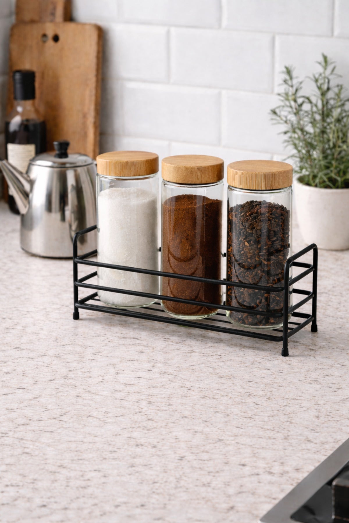 Tezgah Üstü Metal Organizer Standı — Siyah