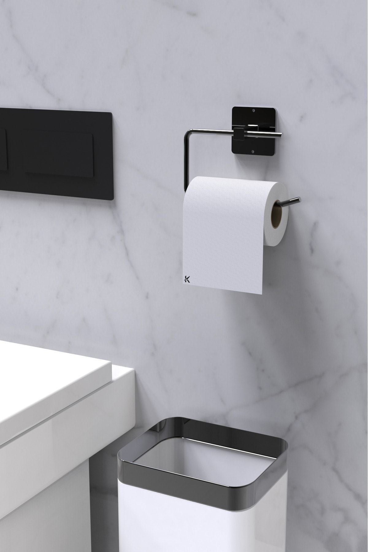 Rulo ve Havluluk 4'lü Banyo Seti — Gümüş