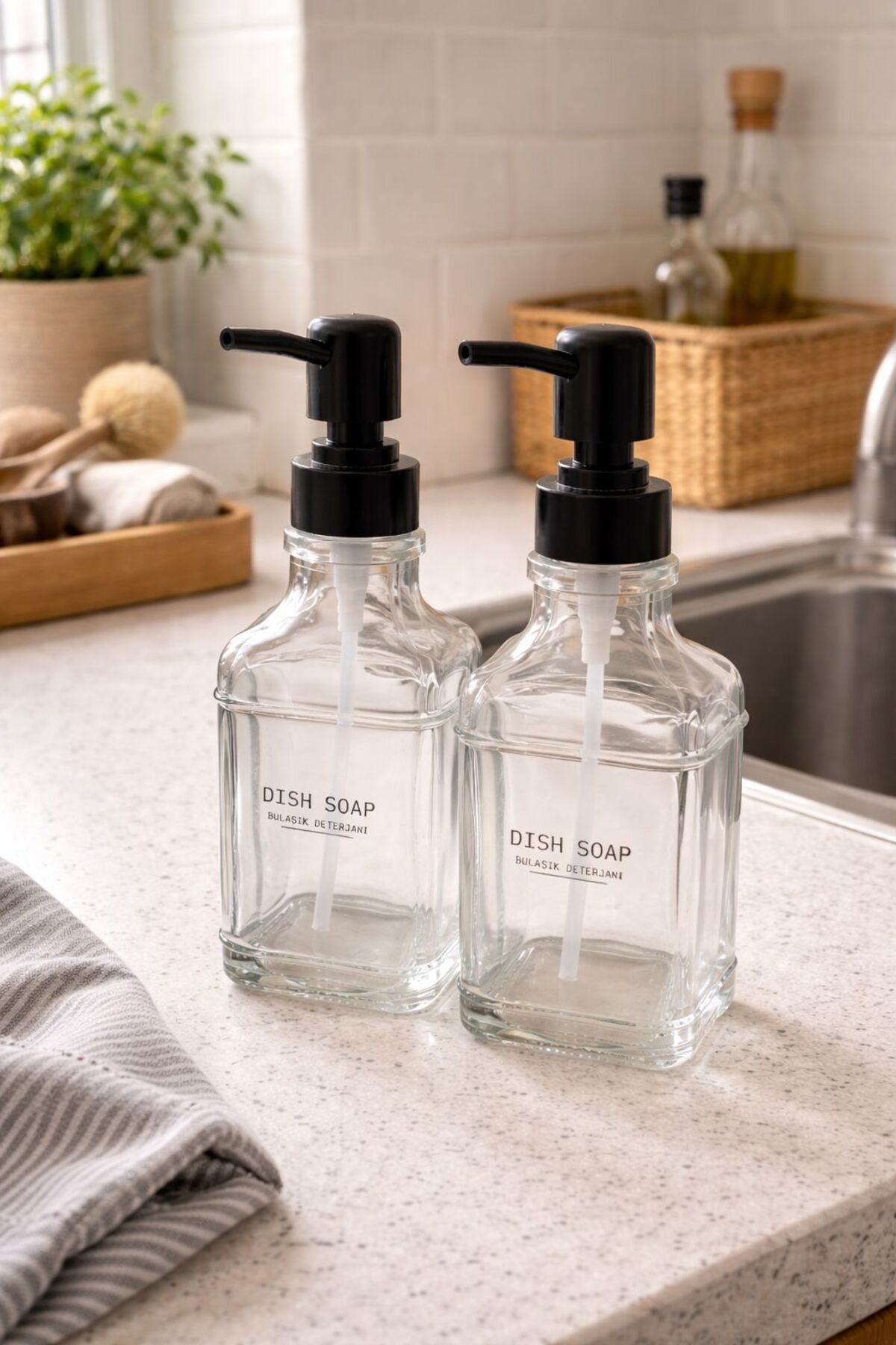 2'li Cam Bulaşık Deterjan Şişesi 500 ML Uyumlu