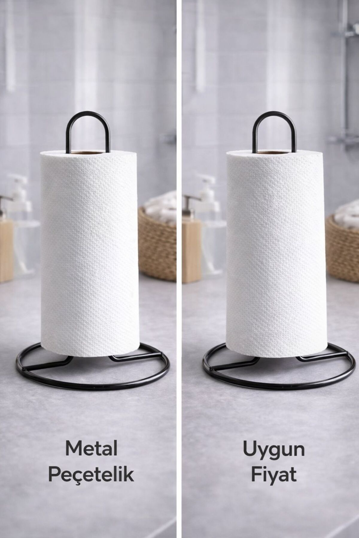 Dik Kağıt Havluluk, Standart ve Büyük Rulo — Mat Siyah