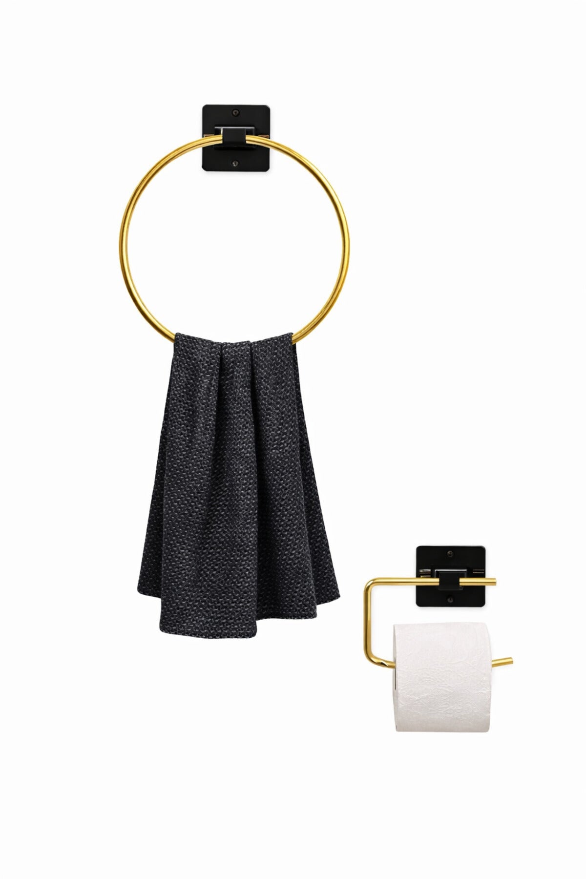 2'li Banyo Seti, Havluluk ve Kağıtlık — Gold