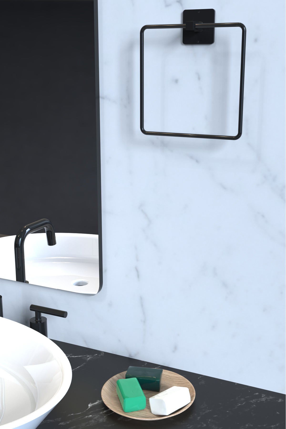 9'lu Banyo Seti, Şampuanlık ve Kağıtlık Dahil — Siyah