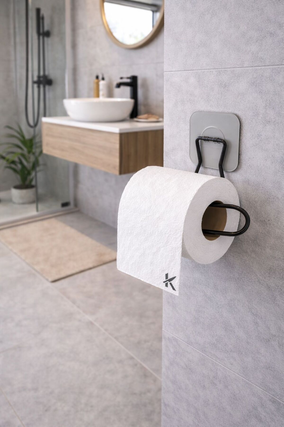 Sticker Yapışkanlı Dekoratif WC Tuvalet Kağıdı Tutacağı Şık Banyo Aksesuarı WC Kağıtlık
