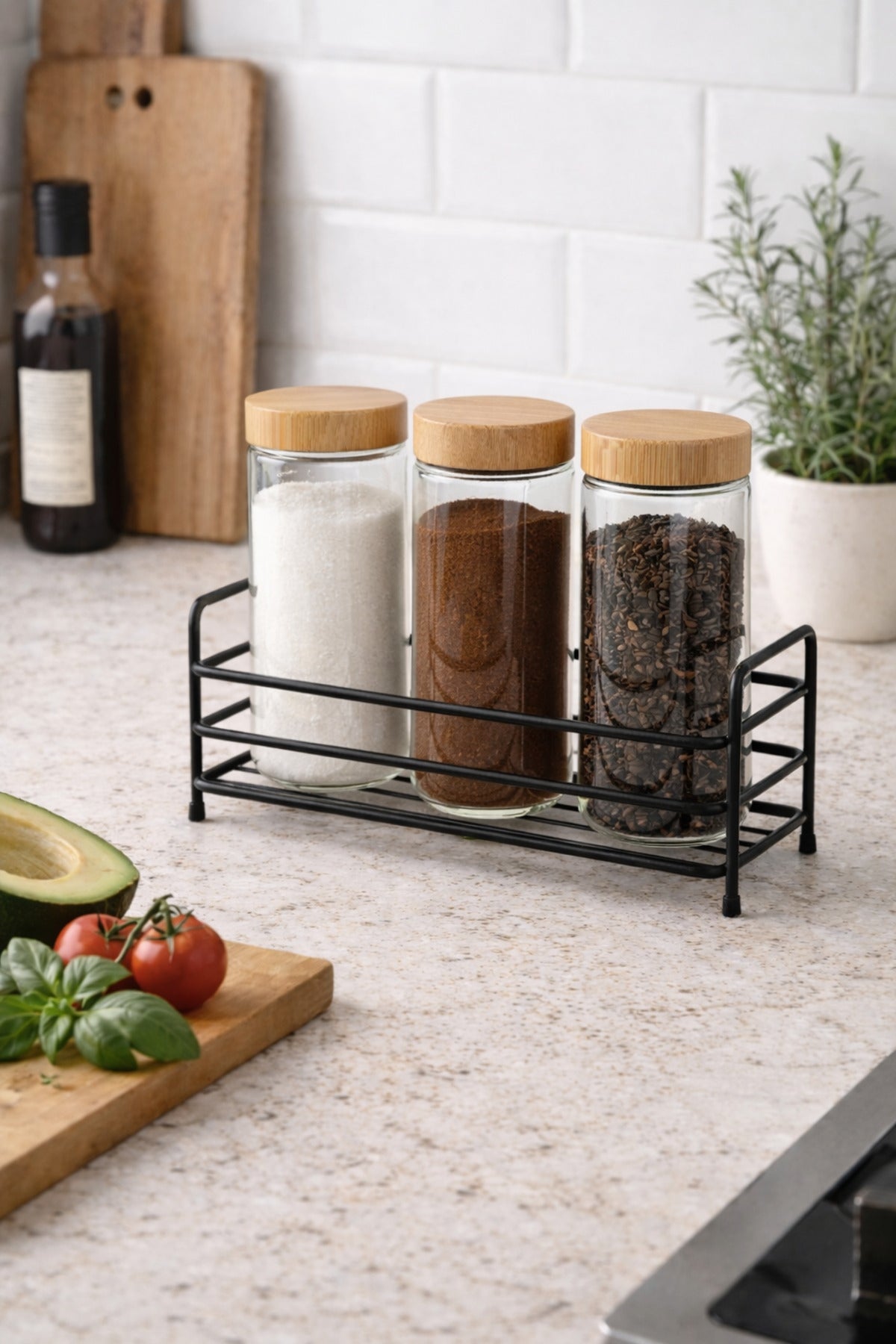 Tezgah Üstü Metal Organizer Standı — Siyah