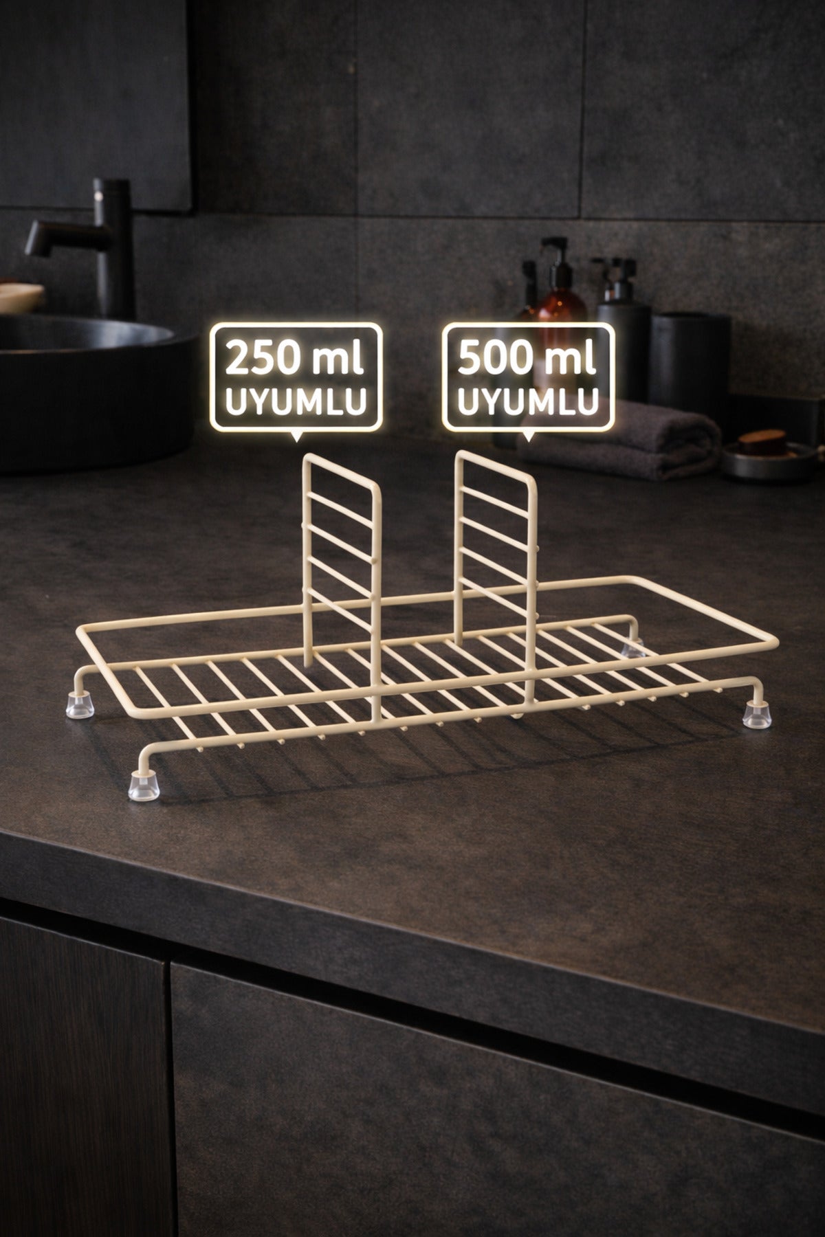 Kare Metal Sıvı Sabunluk Standı, 250-500 ml Uyumlu