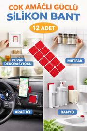 Extra Güçlü Çok Amaçlı Çift Taraflı Yapışkan Slikon Bant 12 Adet