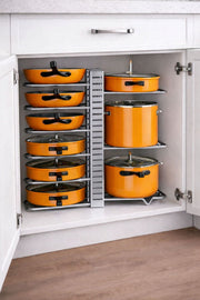 8 Katlı Mutfak Depolama Rafı - Korozyona Dayanıklı Metal, Kompakt Dolap Altı Tencere Tava Organizer