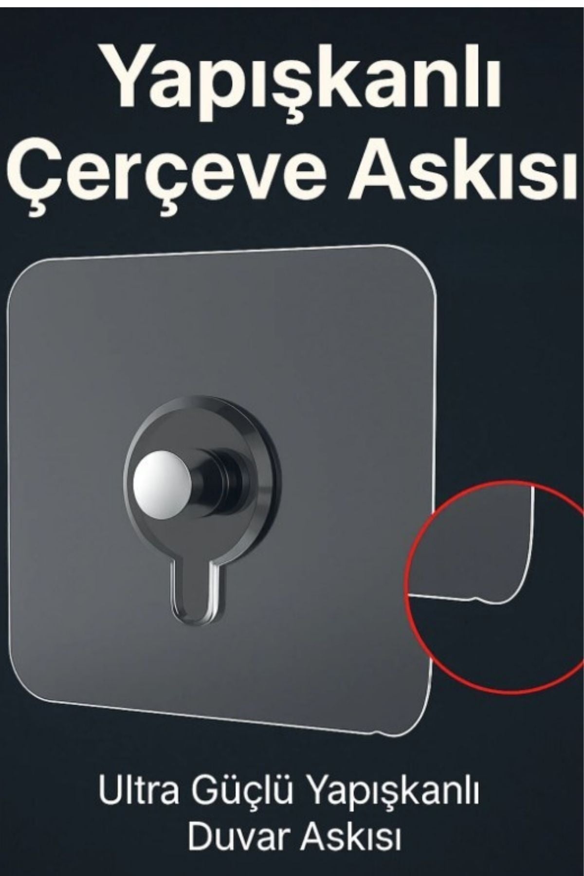 2'li Şeffaf Yapışkanlı Tablo Askısı