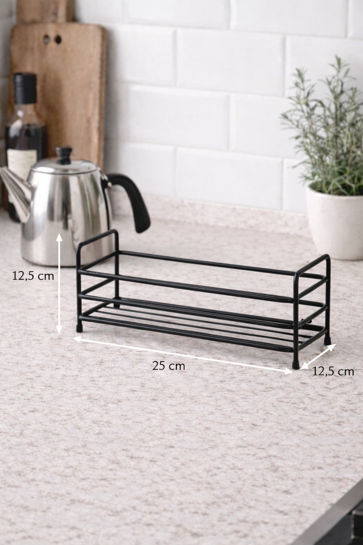 Tezgah Üstü Metal Organizer Standı — Siyah