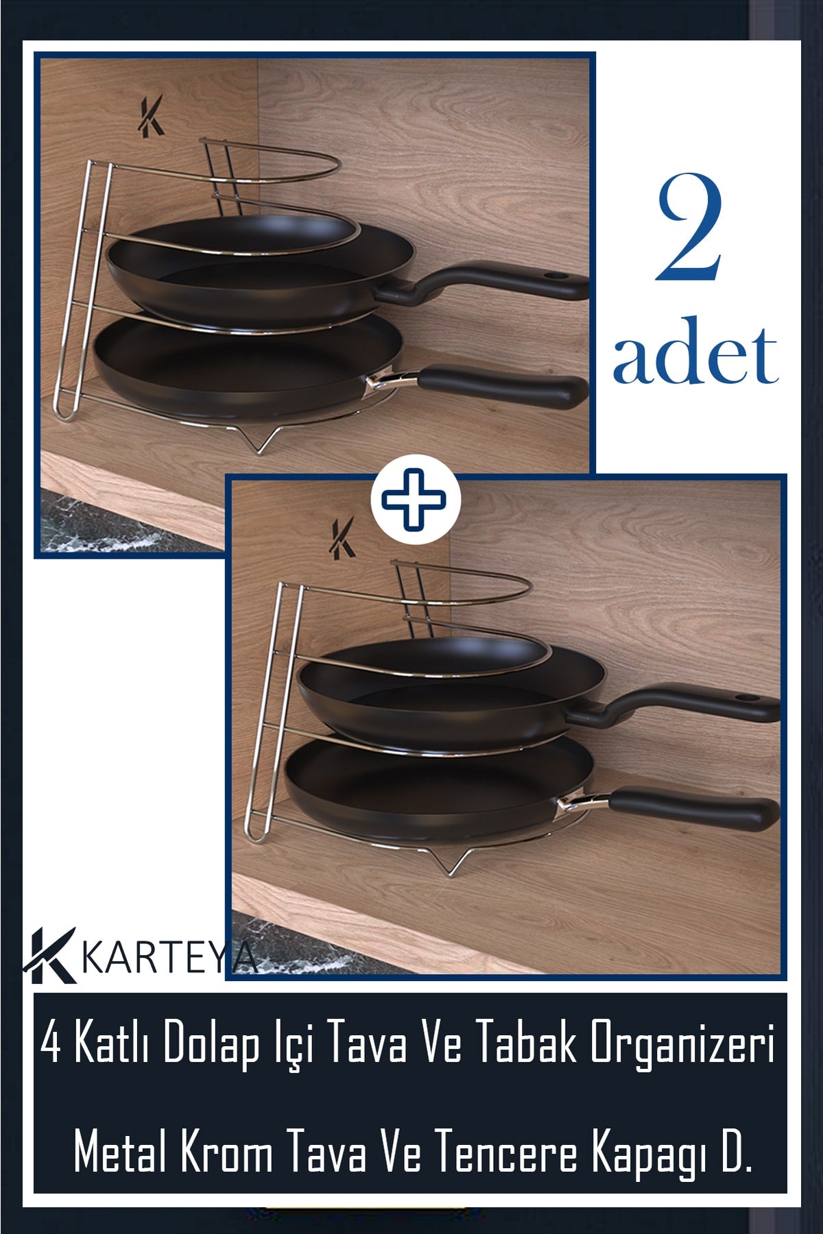 1. Kalite 2 Adet Metal Krom Tava Rafı Düzenleyici Raf Granit Tava Organizeri Mutfak Rafı