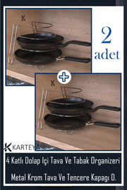 1. Kalite 2 Adet Metal Krom Tava Rafı Düzenleyici Raf Granit Tava Organizeri Mutfak Rafı