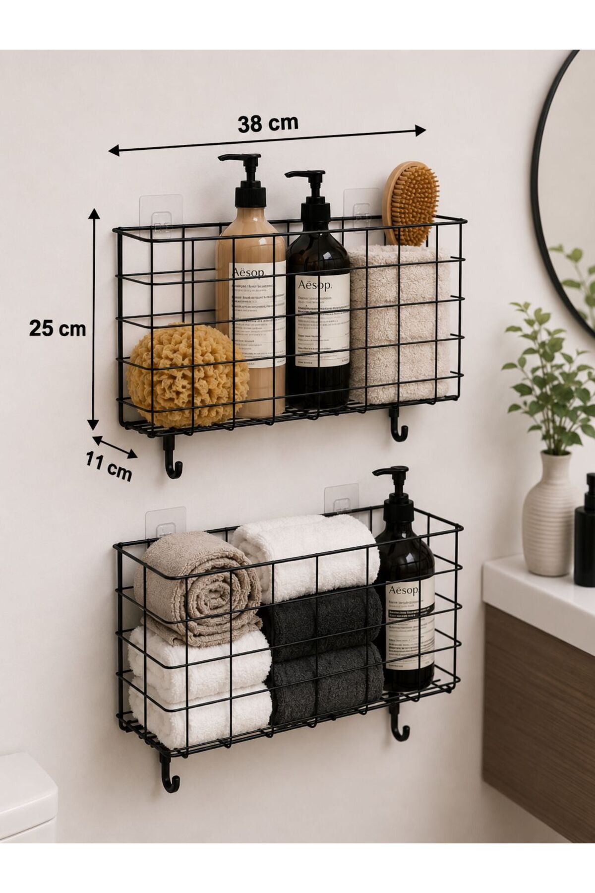 2'li Yapışkanlı Asılı Organizer Sepeti