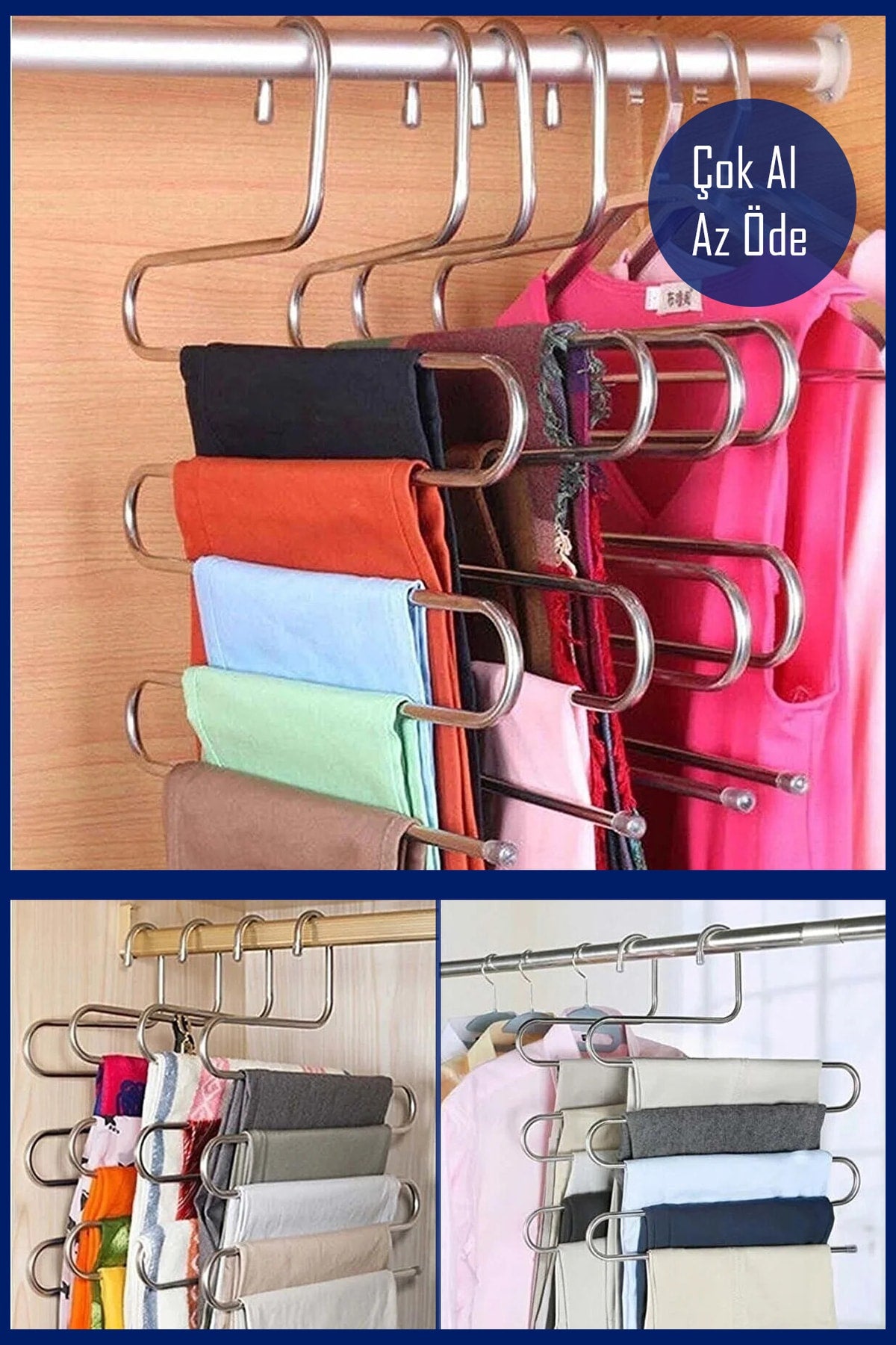 1.kalite Metal Pantolon Eşarp Askısı 5 Katlı 1 Adet Askı
