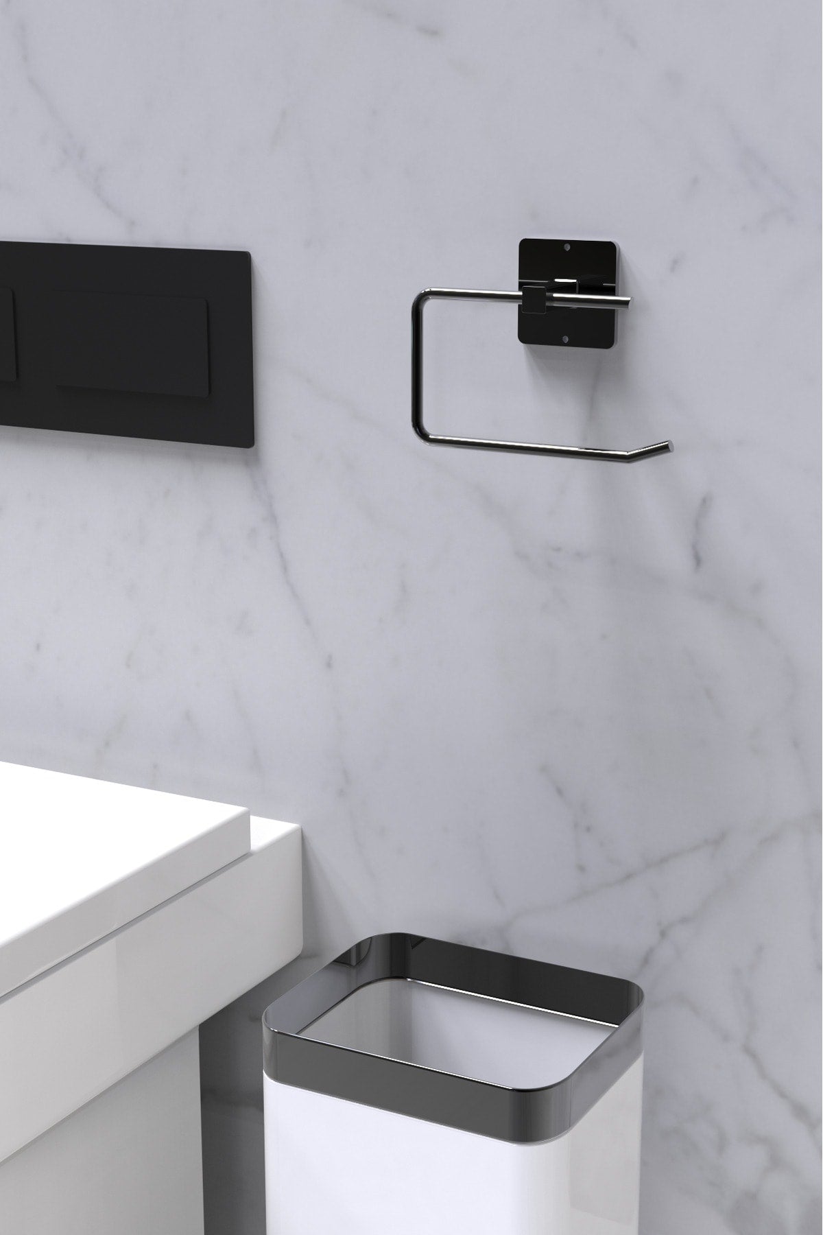 Rulo Havluluk ve Wc Kağıtlık 2'li Set — Mat Siyah