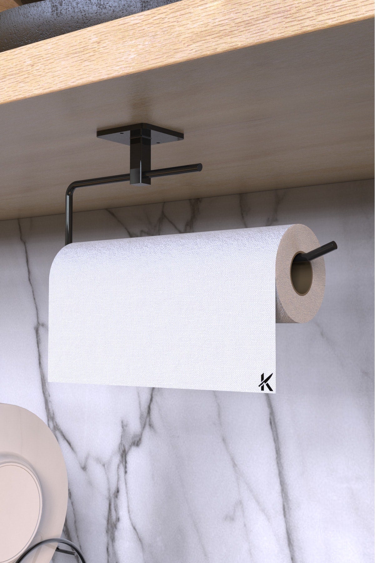 Rulo Havluluk ve Wc Kağıtlık 2'li Set — Mat Siyah